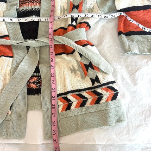 Wrangler Retro Aztec Print Southwestern Belted Open Cardigan Size L - Picture 9 of 10